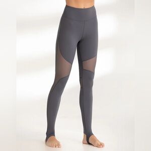 Alo Yoga Grey Barre Leggings with mesh detailing